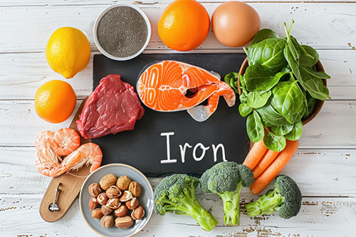 Iron Deficiency Anemia foods to eat -nuts leafy greens, vitamin c