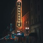 Tennessee Theatre vintage sign at night, Knoxville, Tennessee