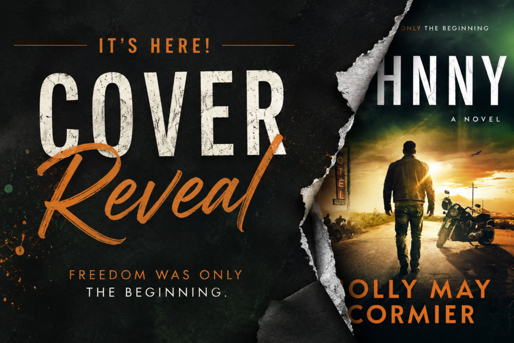 Johnny book cover reveal for second in series crime thrillerwith a ripped page displaying the cover