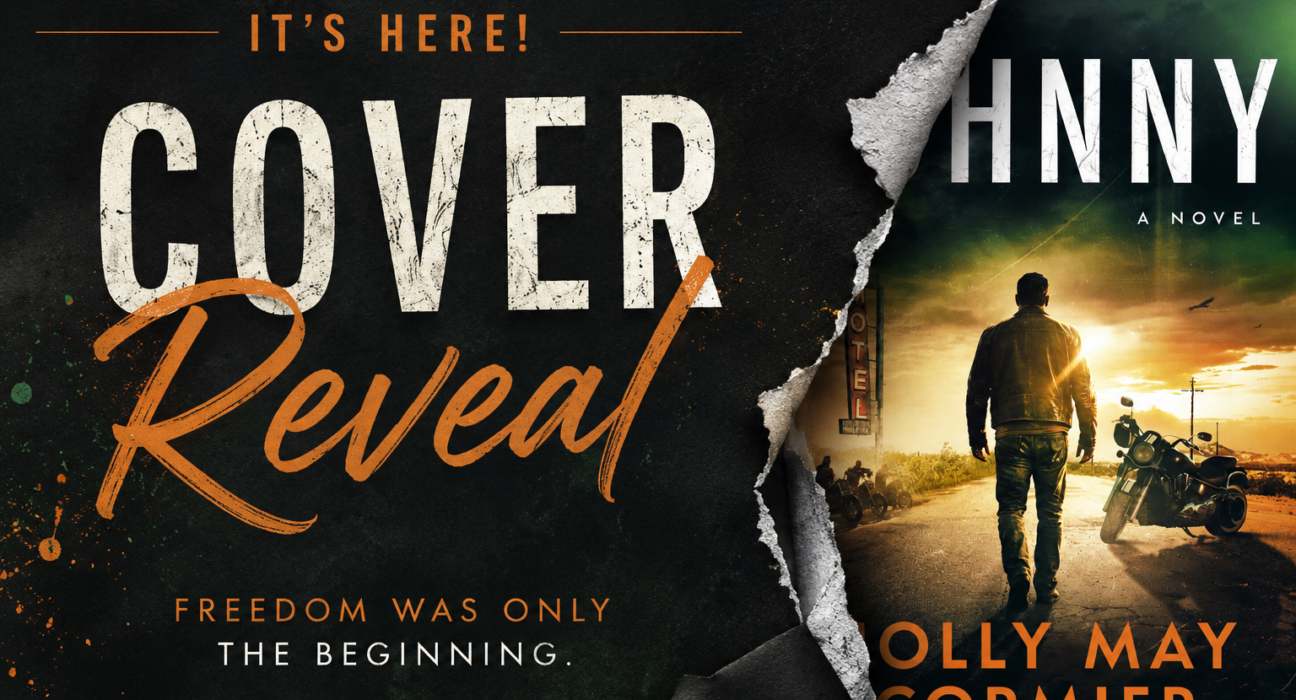 Johnny book cover reveal for second in series crime thrillerwith a ripped page displaying the cover